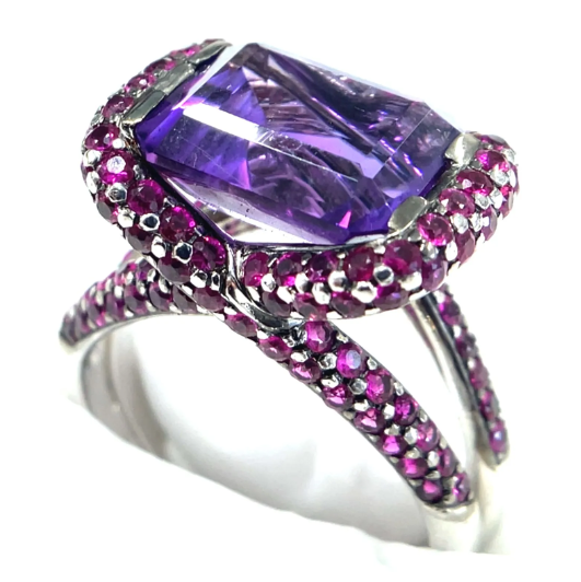 アメジスト　ピンクサファイア　ホワイトゴールド　リング　K18WG