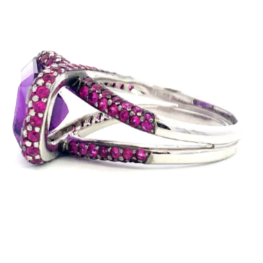 アメジスト　ピンクサファイア　ホワイトゴールド　リング　K18WG