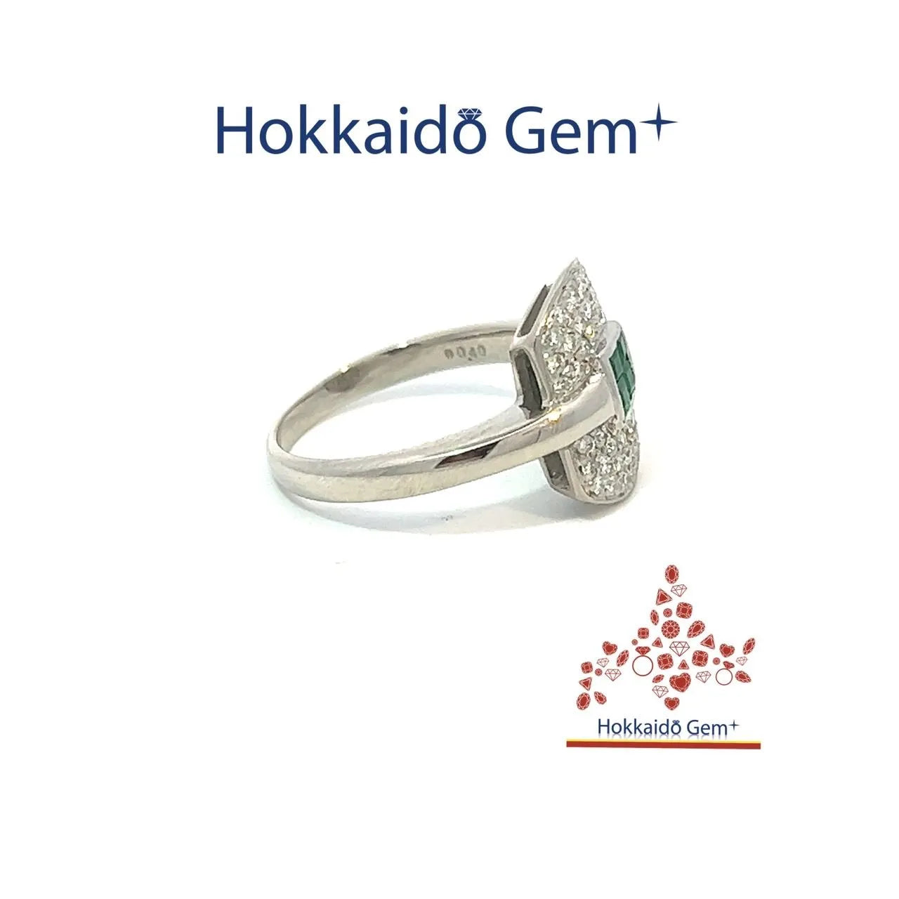 エメラルド　ダイヤモンド　プラチナ　リング　Pt900
