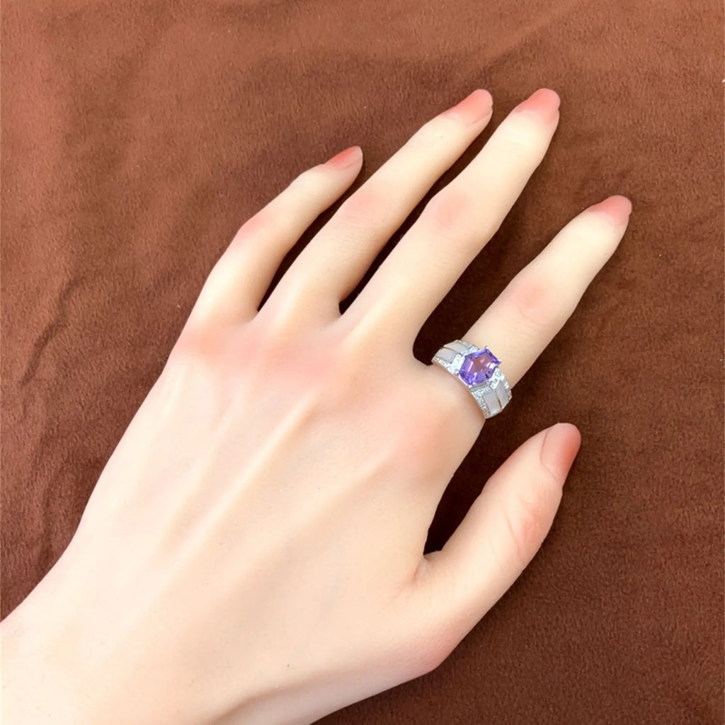 アメジスト　リング　ホワイトゴールド　K18WG